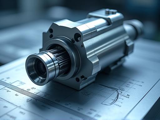 Ein komplexes, präzisionsgefrästes Metallbauteil liegt auf einer Messplatte