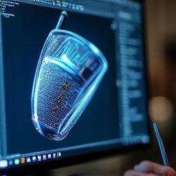 CAD-Software-Ansicht eines Golfkopf-Designs auf einem Bildschirm